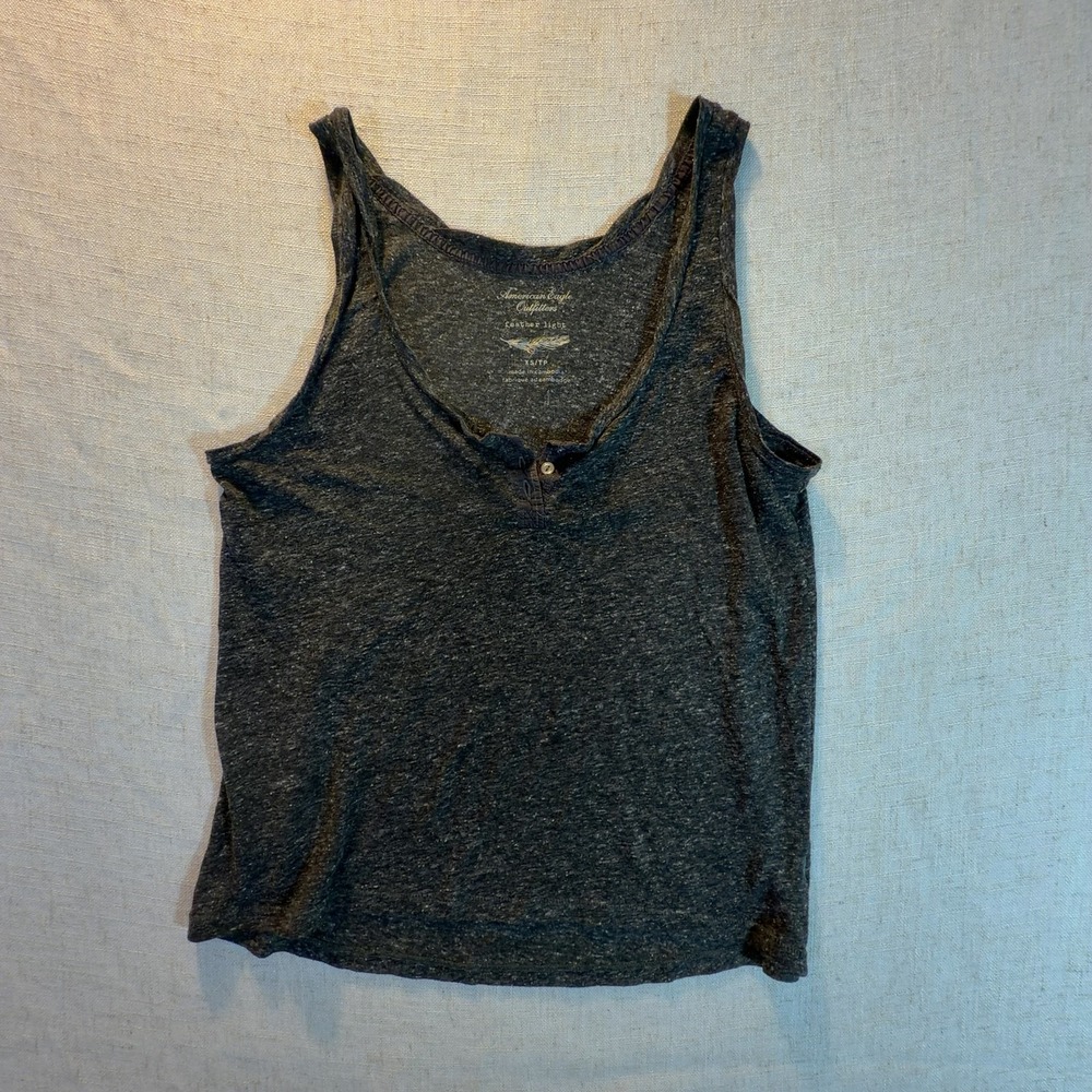 American Eagle Feather Light Tank Top Women's Heathered Charcoal Size XS